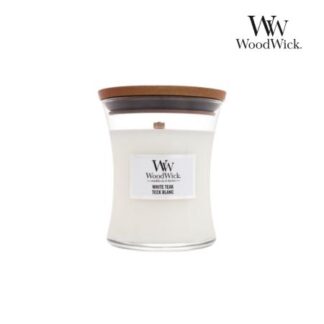 Średnia Świeca WoodWick White Teak z drewnianym knotem 275g