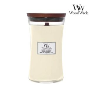Duża Świeca Wood Wick Island Coconut z drewnianym knotem 610g