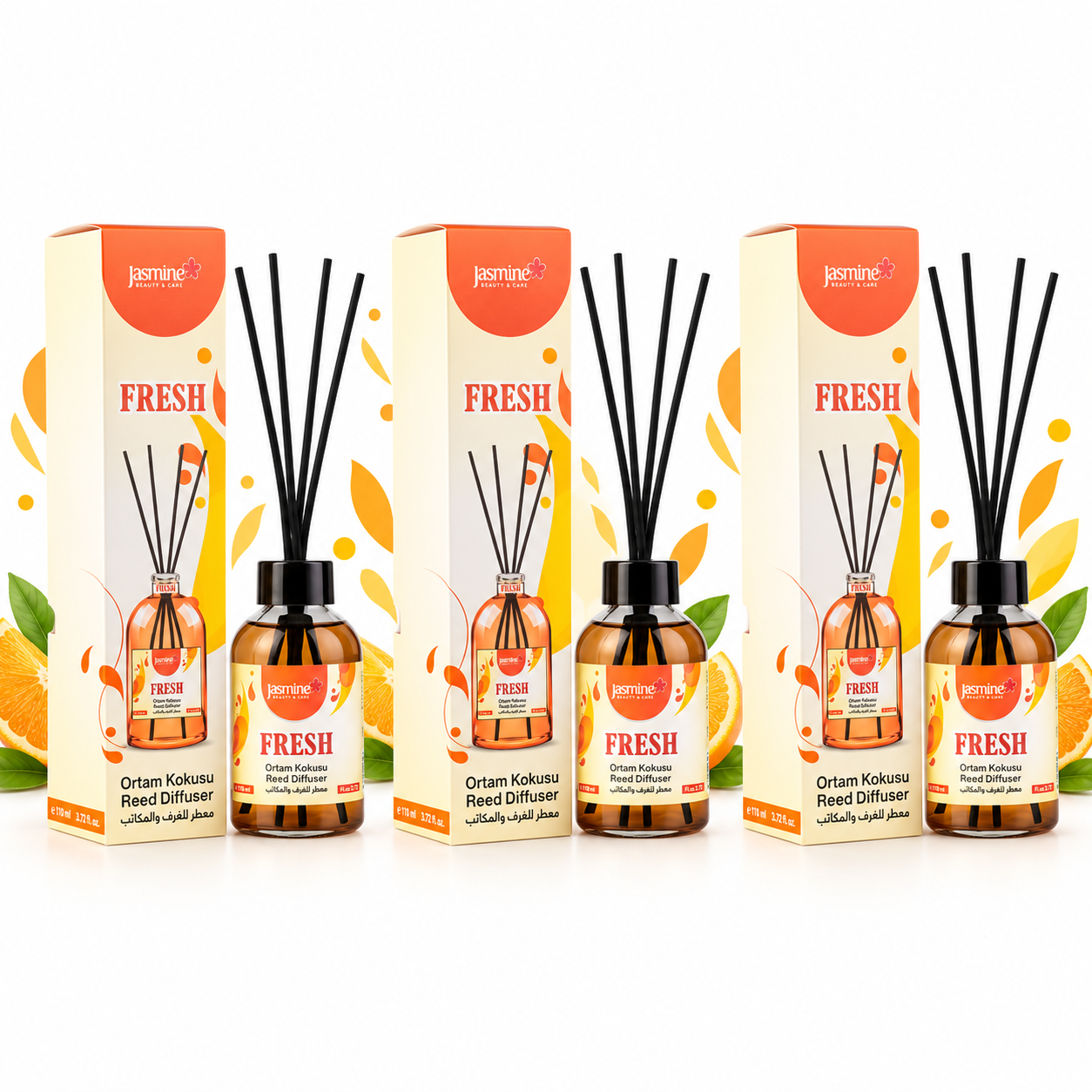 JASMINE Zestaw Dyfuzorów Fresh Świeży z Patyczkami 3x110 ml - obrazek 2