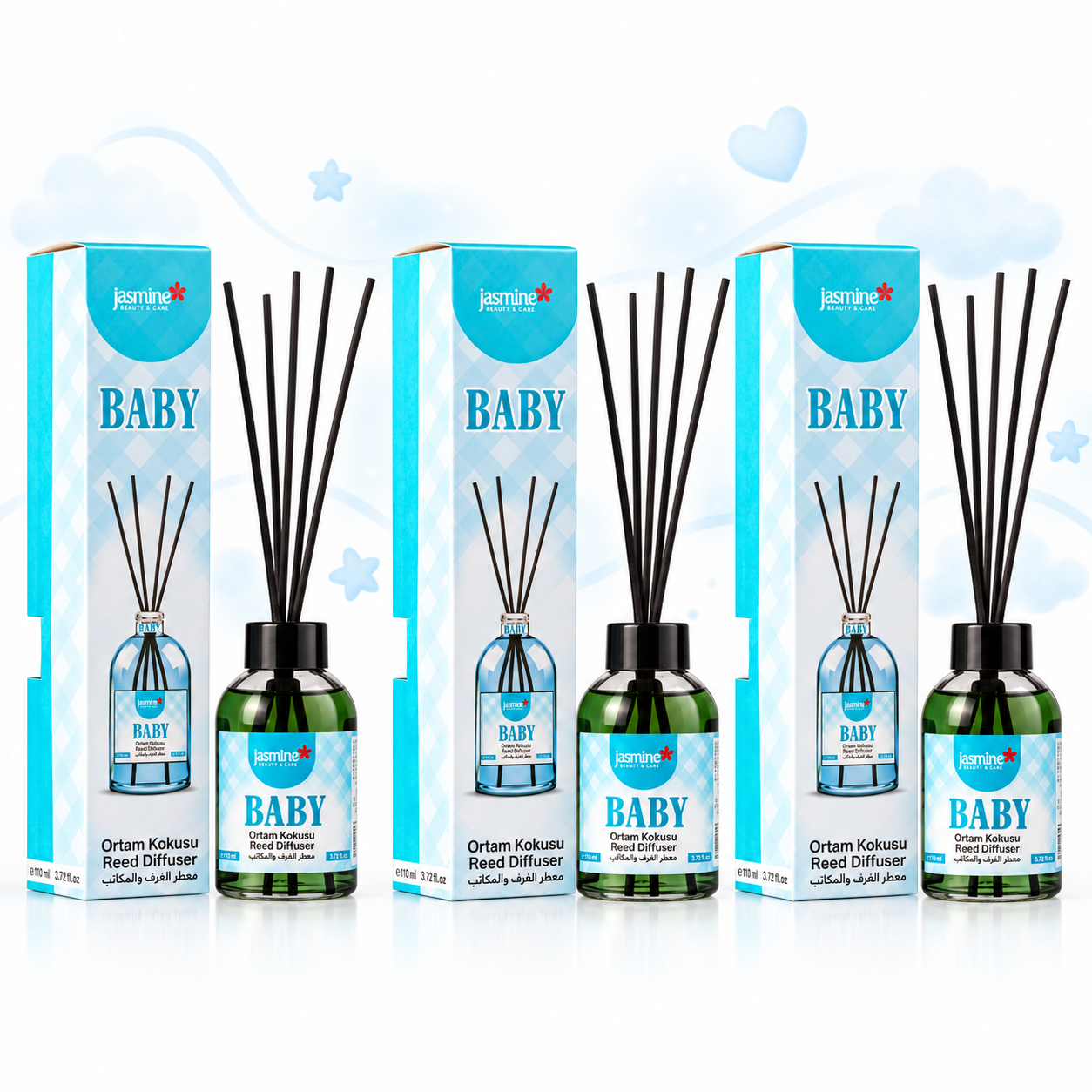 JASMINE Zestaw Dyfuzorów Dziecko Baby z Patyczkami 3x110 ml
